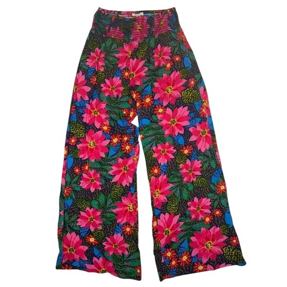 Patrons of Peace Wide Leg Floral Pants - Pink, Green, Blue, Black